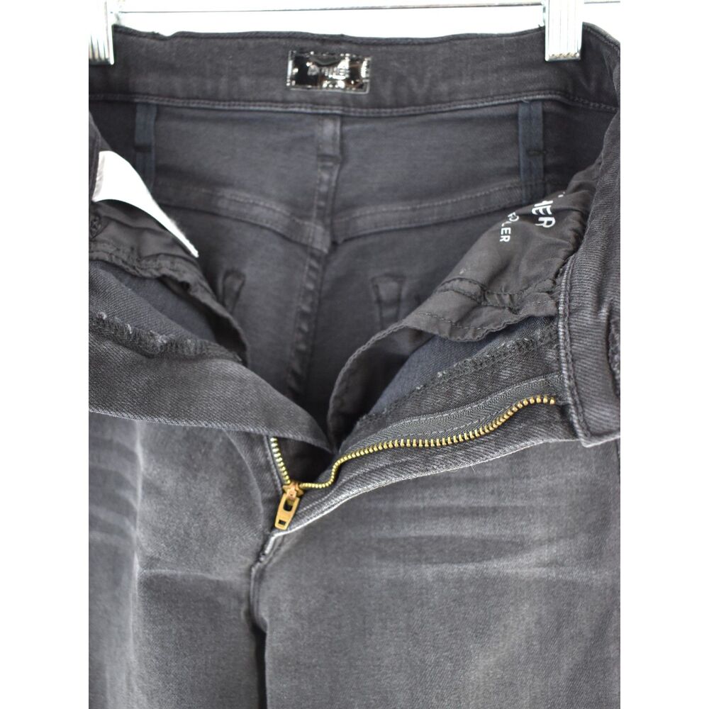 Mother NWT The Hustler Roller Sneak Jeans Wide Leg Not Today Satan Black Size 26 - Picture 6 of 15